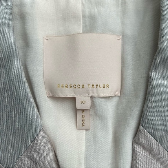 Rebecca Taylor Slub Linen Blend Gray and Pink Double Breasted Blazer Size 10 - Picture 15 of 16